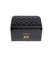 Parmida Siyah Deri Şeritli Çekmeceli Sedir Humidor Puro Kutusu
