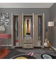 Kenzlife gardırop 6 kapaklı kapılı 2 çekmeceli glayör 168*150*42 crd ayaklı gardolap dolap (Karışık)