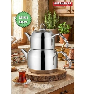 Delux Premium 4 Parça Çaydanlık Seti – Mini Boy Platin