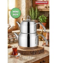 Delux Premium 4 Parça Çaydanlık Seti – Mini Boy Platin