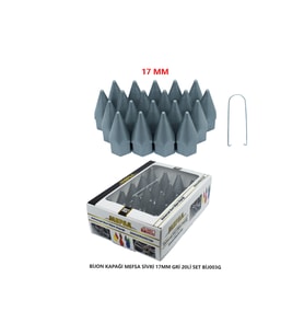 Bijon Kapağı Sivri 17 Mm Gri 20 Li Set