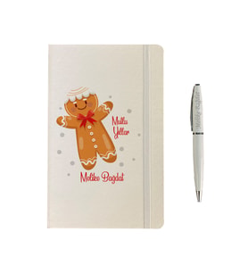 Yılbaşı Hediye Seti Kişiye Özel Yeni Yıl Hediyesi Defter, Kalem Set (Beyaz)