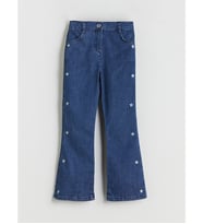 LCW Kids İndigo Baskılı Geniş Paça Kız Çocuk Jean Pantolon