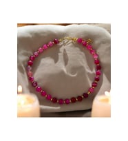Pembe Tonları Cam Boncuk Taşlı Kolye, Choker Kolye (Çok Renkli)