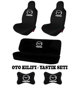 Mazda Uyumlu Oto Koltuk Kılıfı Takım +mazda Oto Boyun Yastığı 2'li Set