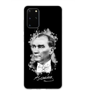 Samsung Galaxy S20 Plus Kapak Atatürk Tasarımlı Şeffaf Silikon Kılıf