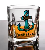 Kişiye Özel Mavi Çapa Viski Bardağı