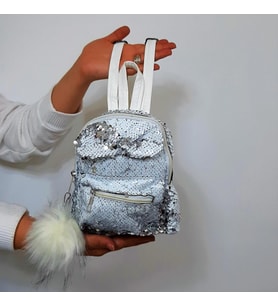 Fiyra crn Beyaz Pullu Kız Çocuk Sırt Çantası (16cmx20cmx10cm)