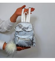 Fiyra crn Beyaz Pullu Kız Çocuk Sırt Çantası (16cmx20cmx10cm)