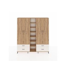 Arges Dolap 12 Raflı 4 Çekmeceli 2 Askılı 220x30x243 Çam-Çam/Aytaşı