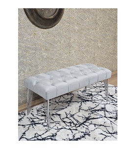 Krom Tel Ayaklı 90 cm Puf Bench - Puf - Bench - Kasalı Oturak - Oturak - Yatak Ucu Puf Gri Renk 90 x 40 Boyut/Ebat (Çok Renkli)