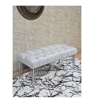 Krom Tel Ayaklı 90 cm Puf Bench - Puf - Bench - Kasalı Oturak - Oturak - Yatak Ucu Puf Gri Renk 90 x 40 Boyut/Ebat (Çok Renkli)