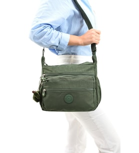 Çapraz Askılı Ultra Hafif Çok Cepli Bayan Omuz Çantası Yeşil (Model: 571-6A)