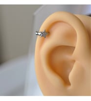 Gümüş Renk Cerrahi Çelik Yıldız Modelli Halka Tragus Piercing Helix Lob Kıkırdak (Çok Renkli)