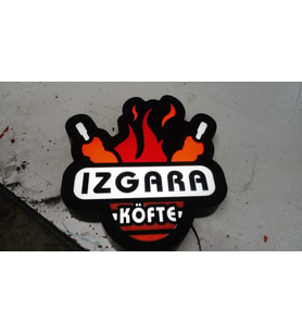 Izgara Köfte Yazılı Tabela 3D Led Neon Etkili Işıklı Tabela 30X45 CM Tek Taraflı