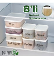 Porsima 02 8 Li Etiketli Çok Amaçlı Kapaklı Derin Dondurucu Gıda Erzak Saklama Kabı Seti 0,65 - 0,38 Lt
