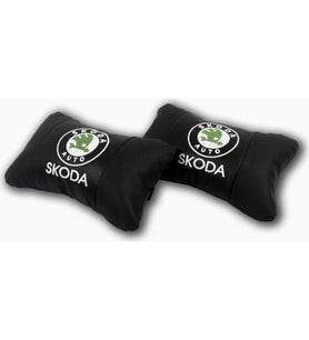 Fox Skoda Araca Özel Nakışlı Oto Deri Boyun Yastığı