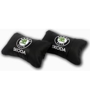 Fox Skoda Araca Özel Nakışlı Oto Deri Boyun Yastığı