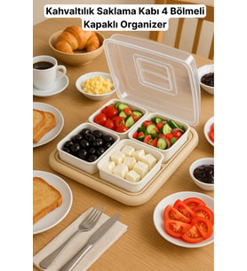 Kapaklı 4 lü Çok Amaçlı Krem Saklama ve Sunum Kabı – Kahvaltılık / Mezelik