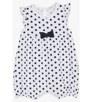 Breeze Kız Bebek Kısa Tulum Puantiyeli Fiyonklu 4 Ay-1.5 Yaş, Beyaz