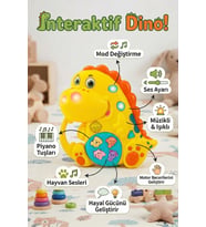 Eğitici İnteraktif Müzikli ve Işıklı Dinozor Bebek Oyuncağı Hayvan Sesli Piyano