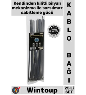 #Cırt Dayanıklı Metal 4.6 X 250 Mm Sağlam Endüstriyel Paslanmaz Çelik Kablo Bağı 25'li Cırt Kelepçe