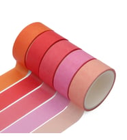 RENKLİ DEKORATİF KAĞIT BANT 15mm genişlik (3 MT) (5'Lİ) - Pembe Tonlar