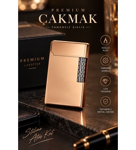 Premium Rose Gold Metal Çakmak Yandan Çarklı Ateşleme, Özel Kutusunda ve hediye paketinde. Eşe, Sevgiliye , Arkadaşa, Babaya Hediye