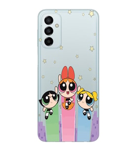 Samsung Galaxy M14 Uyumlu Powerpuff Girls Desenli Şeffaf Telefon Kılıfı