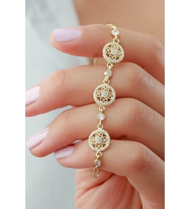 925 Ayar Gold Çiçek Gümüş Bileklik