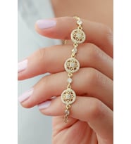 925 Ayar Gold Çiçek Gümüş Bileklik