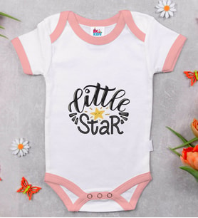 BK Kids Little Star Tasarımlı Pembe Bebek Body Zıbın-1