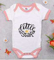 BK Kids Little Star Tasarımlı Pembe Bebek Body Zıbın-1