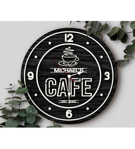 BK Gift Kafelere Özel Dekoratif Siyah Ahşap Duvar Saati 35cm-1 , Bar Duvar Saati , Cafe Duvar Saati , Özel Ahşap Saat