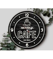 BK Gift Kafelere Özel Dekoratif Siyah Ahşap Duvar Saati 35cm-1 , Bar Duvar Saati , Cafe Duvar Saati , Özel Ahşap Saat