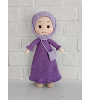Mor Elbiseli Ravza Bebek Amigurumi Organik Oyuncak