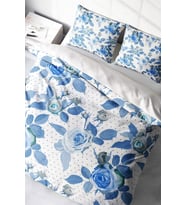 Çift Kişilik Nevresim Takımı Sık Dokuma Pamuk Saten 3d Özel Tasarım Blue Rose Freshness