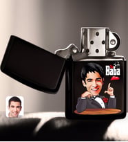 BK Gift Kişiye Özel Godfather Baba Karikatürlü Renkli Baskılı Benzinli Siyah Metal Çakmak-7