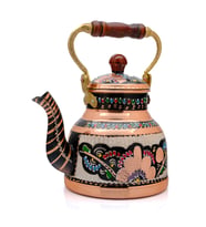 1,7 Litre El Işlemeli Nostaljik Tekli Kalaylı Bakır Büyük Demlik, Çaydanlık, Su Isıtıcısı (Metal)