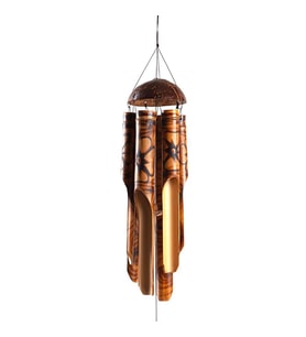 Feng Shui Coconat Bambu Rüzgar Çanı 45 cm Orta Boy (Karışık)