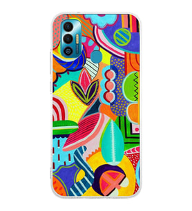PrintiFy Tecno Spark 7 ile Uyumlu 1mm Slim Fit Retro Renkler 6 Baskılı Şeffaf  Kılıf