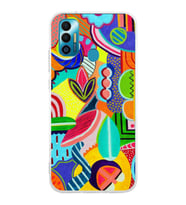 PrintiFy Tecno Spark 7 ile Uyumlu 1mm Slim Fit Retro Renkler 6 Baskılı Şeffaf  Kılıf