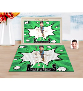 BK Gift Kişiye Özel Beyaz Atlı Prens Karikatürlü 1000 Parça Profesyonel Puzzle-3