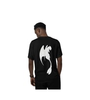 gün öfkesi beyaz ejderha baskılı T-shirt (Siyah)