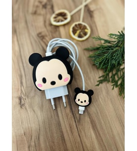 Sevimli Silikon Şarj Başlığı Ve Kablo Koruyucu 2Li Set Mickey