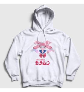 Presmono Unisex Beyaz Serena Usagi V2 Sailor Moon Ay Savaşçısı Kapüşonlu Sweatshirt 487603tt