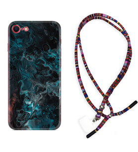 Apple iPhone 5 6 7 8 Plus Se XR Kılıf Boyun Asklı Rasta Silikon Colorful Abstract 1384
