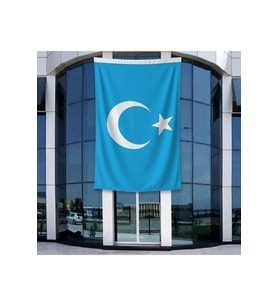 Doğu Türkistan Bayrağı 140gr Premium Raşel Kumaş 400x600cm