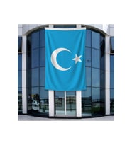 Doğu Türkistan Bayrağı 140gr Premium Raşel Kumaş 400x600cm