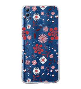 Huawei Honor 8x Uyumlu Kapak Flowers Tasarımlı Şeffaf Silikon Kılıf